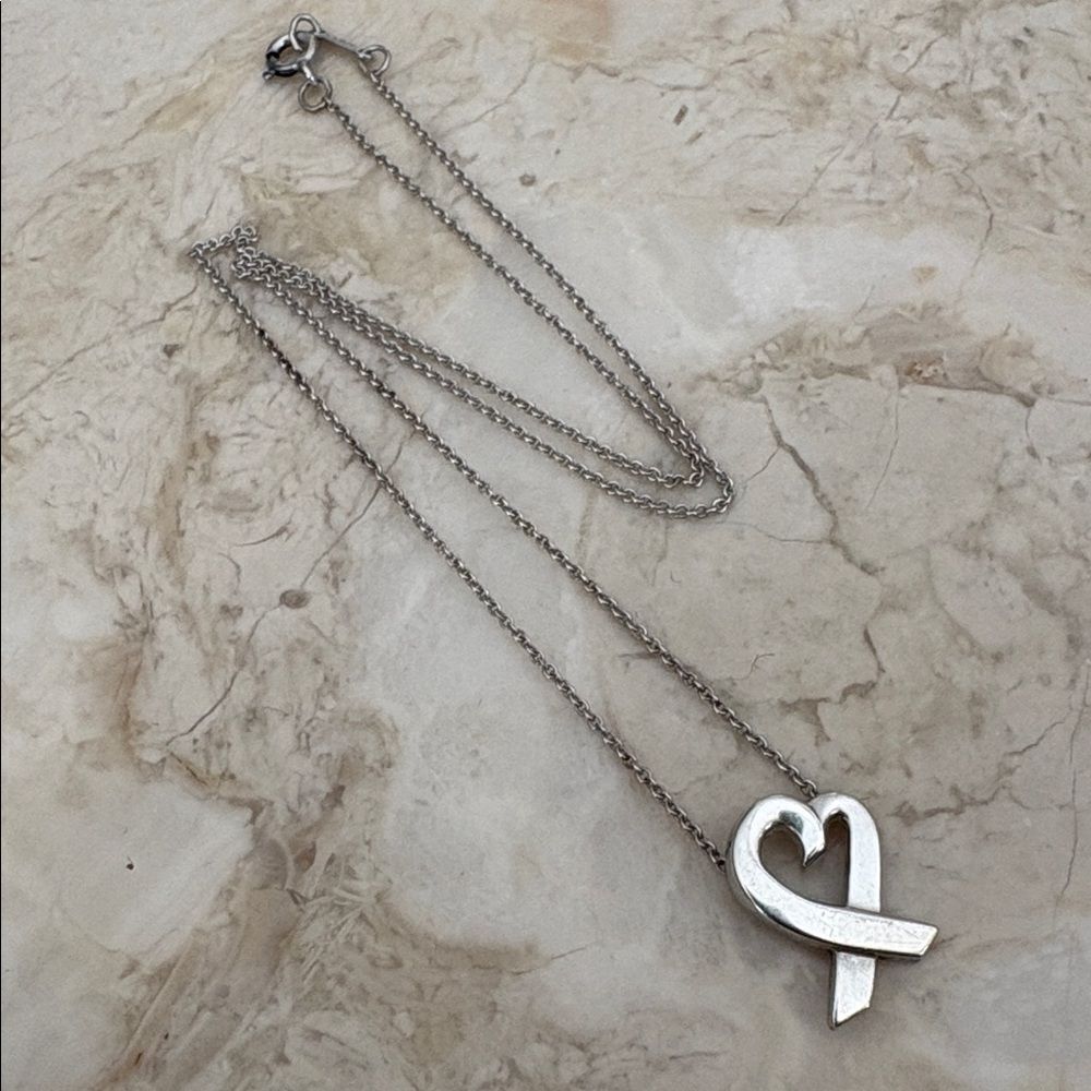 Tiffany & Co. Paloma Picasso Loving Heart Necklace Sterling Silver